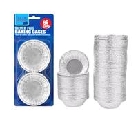 HOMESHOPA Aluminium Foil Pie Trays Muffin Cases Cake Tins, 96 Pack Small Silver Cupcake Cases for Foil Pudding Dishes, Basins Pancake Bun Cases, Baking Moi Moi, Muffin, Egg Tart