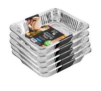 homeshopa Aluminium Foil Trays, 10 Pack Medium Disposable Meal Prep Food Storage Containers, Roasting Trays for Baking Broiling Cooking, Serving, Oven & Freezer Safe, Reusable Catering Takeaway Tin