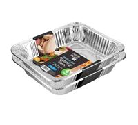 homeshopa Aluminium Foil Trays, 4 Pack Medium Disposable Meal Prep Food Storage Containers, Roasting Trays for Baking Broiling Cooking, Serving, Oven & Freezer Safe, Reusable Catering Takeaway Tin