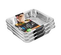 Homeshopa Aluminium Foil Trays, 6 Pack Medium Disposable Meal Prep Food Storage Containers, Roasting Trays for Baking Broiling Cooking, Serving, Oven & Freezer Safe, Reusable Catering Takeaway Tin