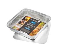 HOMESHOPA Aluminium Foil Trays with Lids, 72 Pack 9 X 9 Inch Square Disposable Tin Foil Containers, Best for Meal Prep, Food Storage, Baking, Broiling, Roasting