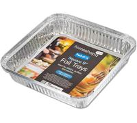HOMESHOPA Aluminium Foil Trays Without Lids, 12 Pack 9 X 9 Inch Square Disposable Tin Foil Containers, Best for Meal Prep, Food Storage, Baking, Broiling, Roasting