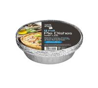HOMESHOPA Aluminum Foil Pie Pan, 12Pack Disposable Round Foil Flan Trays with Paper Lids, Durable Baking Dishes for Pie, Fruit Tarts, Quiche, Food Storage Takeaway Containeres, Oven & Freezer Safe