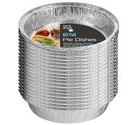 Homeshopa Aluminum Foil Pie Pan, 60 Pack Disposable Round Flan Trays, Durable Air Fryers Cooking Baking Dishes for Pie, Fruit Tarts, Quiche, Food Storage Takeaway Containers, Oven & Freezer Safe