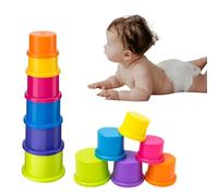 HOMESHOPA Baby Stacking Cups, 1 Pack Pile and Play, Stacking and Nesting Toy Set, BPA-Free, Numbered & Colourful Pre-school Learning Cups, Multicoloured Baby & Kids Educational Toy for 12 Months+