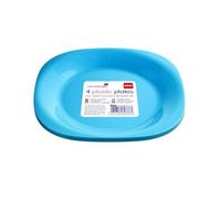 HOMESHOPA Blue Plastic Plates Set, 4-Pack 19cm Reusable Tableware, Party Serving Plates, Unbreakable, Microwave, Dishwasher & Freezer Safe
