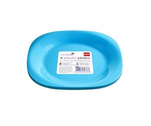 HOMESHOPA Blue Plastic Plates Set, 4-Pack 19cm Reusable Tableware, Party Serving Plates, Unbreakable, Microwave, Dishwasher & Freezer Safe