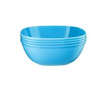 HOMESHOPA Blue Plastic Square Cereal Bowls, 4 Pack Party Serving Bowls, Reusable Tableware, Unbreakable, Microwave, Dishwasher & Freezer Safe