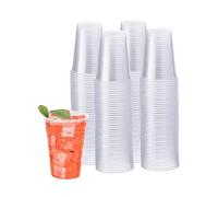 HOMESHOPA Clear Plastic Cups, 100 Pack One Pint (20oz/568ml) Disposable Patry Drinking Glasses for Beer, Water, Juice, Kitchen Tumbler for Camping, Travel, Picnic, Parties, Events and Celebrations