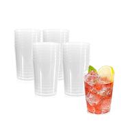 HOMESHOPA Clear Plastic Tumblers, 10oz Pack of 32 Reusable Plastic Cups, Sturdy Stackable Drinking Glasses, Transparent Party Glasses for Wedding Anniversary, Birthday, Camping, Picnic