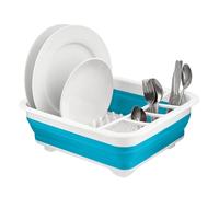 HOMESHOPA Collapsible Dish Drainer, Blue Foldable Drying Rack, Portable Dinnerware Organizer, Multifunctional Space Saving Kitchen Storage Dish Rack Drainer for Home, Camping, Caravan, Travelling