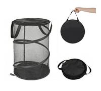HOMESHOPA Collapsible Mesh Laundry Hamper with Lid, 1 Pack Pop Up Washing Basket with Zip, Portable Laundry Bin for Clothes, Toys, Travel & Student Dorms