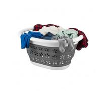 HOMESHOPA Collapsible Oval Laundry Basket, Grey Foldable Storage Container/Organiser Washing Tub Pop Up Laundry Hamper, Portable & Space Saving, 16 Litre