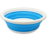 HOMESHOPA Collapsible Washing Up Bowl, Blue 9 Litre Round Folding Wash Basin, Multipurpose Portable Washing Basket, Silicone Bucket for Kitchen Outdoor Travel Camping Hiking Caravan Water Carrier