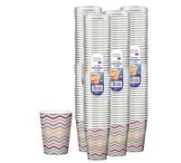 HOMESHOPA Disposable Coffee Drinking Cups, 200 Pack Multicolour Zig Zag Single Wall Paper Cups for Hot & Cold Beverages, Ideal for Parties, Events, Office, DIY & Everyday Use