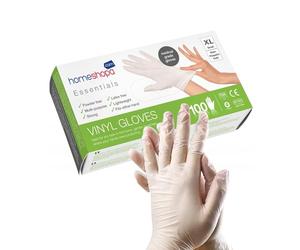 HOMESHOPA Disposable Vinyl Gloves, Clear 100Pcs X-Large Powder Free, Latex Free, Madical Grade Extra Strong And Non-Sterile, Protective Multi-Purpose Gloves for Household, Food Handling, Lab Work