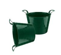 HOMESHOPA Flexi Tub, 2 Pack 7.5 Litre, Green Garden Home Flexible Rubber Storage Container Bucket, Polyethylene Flex Tub, Multi Purpose Robust Plastic Garden Trugs, Laundry Basket