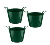 HOMESHOPA Flexi Tub, 3 Pack 7.5 Litre, Green Garden Home Flexible Rubber Storage Container Bucket, Polyethylene Flex Tub, Multi Purpose Robust Plastic Garden Trugs, Laundry Basket