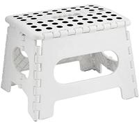 HOMESHOPA Folding Step Stool - 9 Inch White, Plastic Foldable Stepping Stool with Non-Slip Feet, Lightweight Portable Footstool with Carrying Handle for Kitchen, Bathroom, Garden & Outdoor