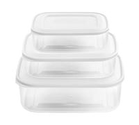 HOMESHOPA Food Storage Containers with Lids, Set of 3 Plastic BPA Free Airtight Leakproof Stackable Reusable Meal Prep Lunch Boxes, Microwave Freezer & Dishwasher Safe, 1/2/3 Litre, White