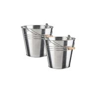HOMESHOPA Galvanised Steel Bucket, 9 Litre 2 Pack Heavy-Duty Metal Bucket with Handle, Rust-Resistant Multipurpose Water Pail for Hot Ash Garden Waste Cleaning Storage for Home Garden, Outdoor Use