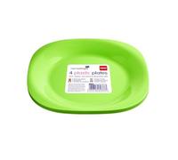 HOMESHOPA Green Plastic Plates Set, 4-Pack 19cm Reusable Tableware, Party Serving Plates, Unbreakable, Microwave, Dishwasher & Freezer Safe