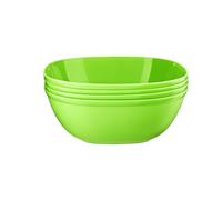HOMESHOPA Green Plastic Square Cereal Bowls, 4 Pack Party Serving Bowls, Reusable Tableware, Unbreakable, Microwave, Dishwasher & Freezer Safe