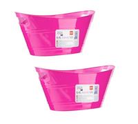 HOMESHOPA Handy Tub Ice Bucket, 2 Pack Pink Plastic Beverage Bucket With Handle, Stackable & Lightweight, Cooling Bottles Cans Utility Tub, Ideal for Party, Home & Garden