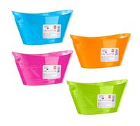 HOMESHOPA Handy Tub Ice Bucket, Plastic Beverage Bucket With Handle, Stackable & Lightweight, Cooling Bottles Cans Utility Tub, Ideal for Party, Home & Garden (Blue/Green/Pink/Yellow, 4 Pack)