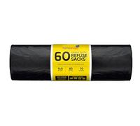 HOMESHOPA Heavy Duty Refuse Sacks, 60 Pack Strong & Secure Black Plastic Bin Liners, Leakproof & Tear Resistance Waste Dustbin Roll for Household Everyday Use Kitchen & Caterers Office DIY Garden