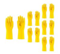 HOMESHOPA Household Rubber Gloves, 6 Pairs Large Yellow Non Slip Kitchen Dishwashing Cleaning Gloves with Cotton Lining, Flexible Long Sleeves Reusable Waterproof Gloves