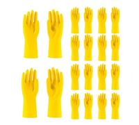 HOMESHOPA Household Rubber Gloves, Large 10 Pairs Yellow Cleaning Washing Up, Non-Slip Kitchen Dishwashing With Cotton Lining, Flexible Long Sleeves Reusable Waterproof Latex