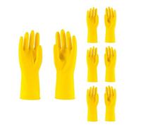 HOMESHOPA Household Rubber Gloves, Small 4 Pairs Yellow Cleaning Washing Up Gloves, Non Slip Kitchen Dishwashing Gloves with Cotton Lining, Flexible Long Sleeves Reusable Waterproof Latex Gloves