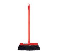 HOMESHOPA Indoor Broom Soft Bristle Sweeping Brush with Handle, Round Edge Head Red Long Handled Floor Scrubbing Brush Broom for Kitchen, Bathroom, Household Cleaning