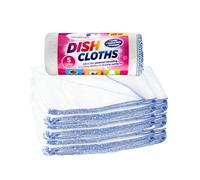Homeshopa Large Dish Cleaning Cloth, Cotton Super Absorbent White Kitchen Washing Up Dishcloth, Extra Soft & Thick Reusable Tea Towels Washcloths, 35 X 35cm, Pack of 5