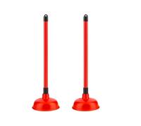 HOMESHOPA Large Plunger for Bathroom, 2 Pack Red Unblocker Kitchen Sink Drain, Clog Remover Pump, Strong Suction Rubber Cup Plumber, Long Handle Unclogging Toilet, Bathtub, Shower, Multipurpose Uses