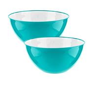 HOMESHOPA Large Salad Bowl Set of 2 Blue 25cm, Unbreakable & Lightweight Reusable Plastic Serving Bowls, Microwave, Dishwasher & Freezer Safe, BPA Free Kitchen Tableware Big Mixing Bowls