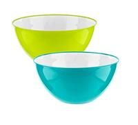 HOMESHOPA Large Salad Bowl Set of 2 Blue & Green 25 cm, Unbreakable & Lightweight Reusable Plastic Serving Bowls, Microwave, Dishwasher & Freezer Safe, BPA Free Kitchen Tableware Big Mixing Bowls