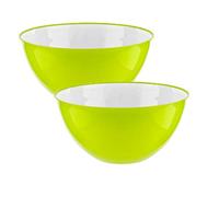 HOMESHOPA Large Salad Bowl Set of 2 Green 25cm, Unbreakable & Lightweight Reusable Plastic Serving Bowls, Microwave, Dishwasher & Freezer Safe, BPA Free Kitchen Tableware Big Mixing Bowls