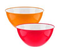 HOMESHOPA Large Salad Bowl Set of 2 Orange & Pink 25cm, Unbreakable & Lightweight Reusable Plastic Serving Bowls, Microwave, Dishwasher & Freezer Safe, BPA Free Kitchen Tableware Big Mixing Bowls