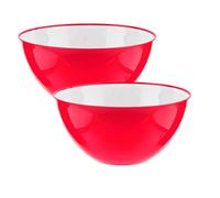 HOMESHOPA Large Salad Bowl Set of 2 Pink 25 cm, Unbreakable & Lightweight Reusable Plastic Serving Bowls, Microwave, Dishwasher & Freezer Safe, BPA Free Kitchen Tableware Big Mixing Bowls