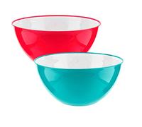 Homeshopa Large Salad Bowl Set of 2, Unbreakable & Lightweight Reusable Plastic Serving Bowls, Microwave, Dishwasher & Freezer Safe, BPA Free Kitchen Tableware Big Mixing Bowls, 25 cm (Pink & Blue)