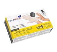 HOMESHOPA Latex Gloves, Pack of 100 Powder Free Disposable Gloves, Multipurpose Professional Gloves, Industrial Safety, Suitable for Medical Use, Automotive and Cleaning - White (Medium)