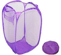 HOMESHOPA Laundry Baskets Pop Up Mesh Washing Bag, Purple Foldable Dirty Clothes Baskets with Handles&Side Pocket, Collapsible Toy Tidy Storage Organiser, Great for Kids Room, College Dorm Travel