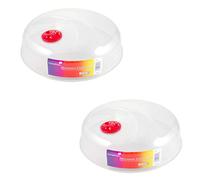 HOMESHOPA Microwave Plate Cover, 30cm 2 Pack Microwave Splatter Guard Lid with Steam Vents, Plastic Transparent Ventilated Food Plate Dish Cover Kitchen Cooking, BPA Free & Dishwasher Safe