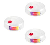 HOMESHOPA Microwave Plate Cover, 30cm 3 Pack Microwave Splatter Guard Lid with Steam Vents, Plastic Transparent Ventilated Food Plate Dish Cover Kitchen Cooking, BPA Free & Dishwasher Safe
