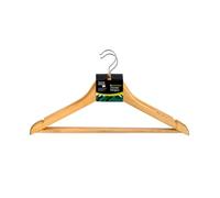 HOMESHOPA Natural Wooden Coat Hangers, 36 Pack Curved Clothes Hangers, 360° Swivel Hook with Shoulder Notches, Anti-Slip Trousers Bar Wardrobe Space Saver for Suits Shirts Coats