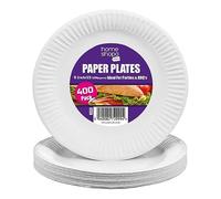 HOMESHOPA Paper Plates, 400 Pack White Disposable Party Plate, 9inch/23cm Round Dinner Plates, Strong Durable for Hot Cold Use, Ideal for Kid's Parties Buffets Picnics BBQ Weddings Camping Outdoor