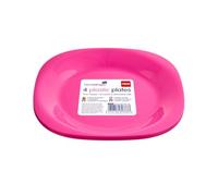 HOMESHOPA Pink Plastic Plates Set, 4-Pack 19cm Reusable Tableware, Party Serving Plates, Unbreakable, Microwave, Dishwasher & Freezer Safe