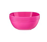 HOMESHOPA Pink Plastic Square Cereal Bowls, 4 Pack Party Serving Bowls, Reusable Tableware, Unbreakable, Microwave, Dishwasher & Freezer Safe